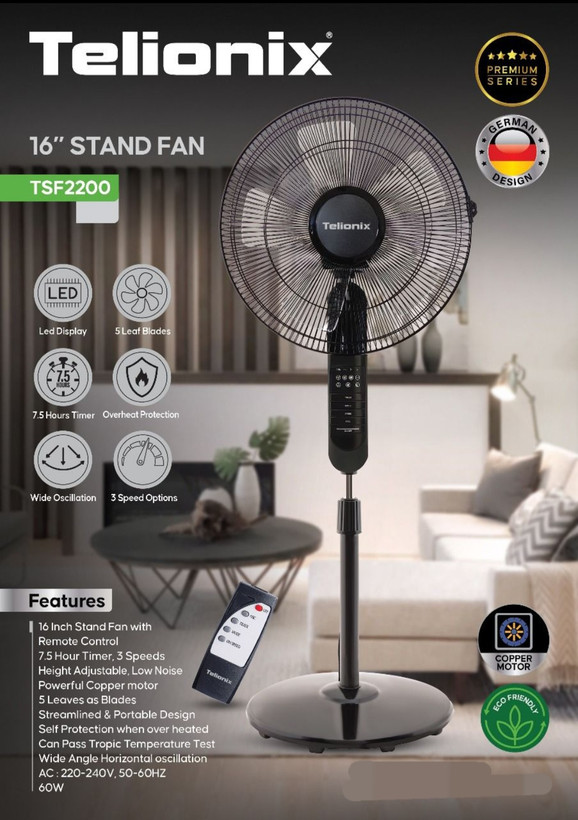 پنکه ایستاده تلیونیکس مدل TSF2200
