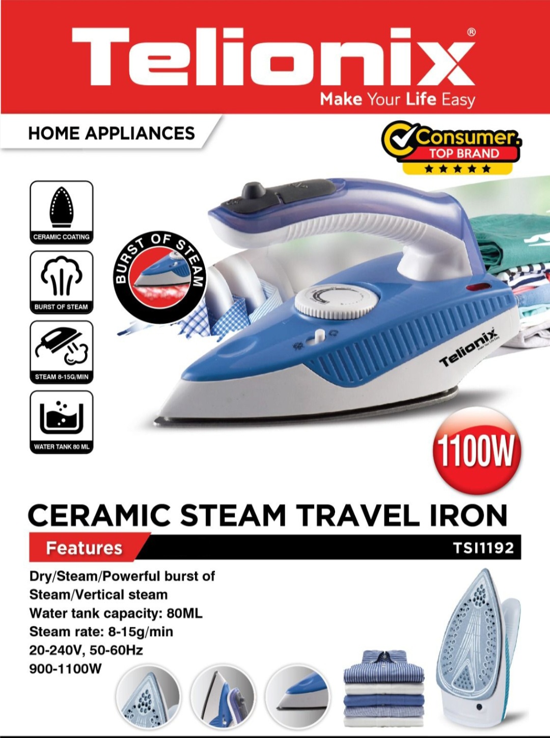 اتوبخار مسافرتی تلیونیکس مدل TSI1192